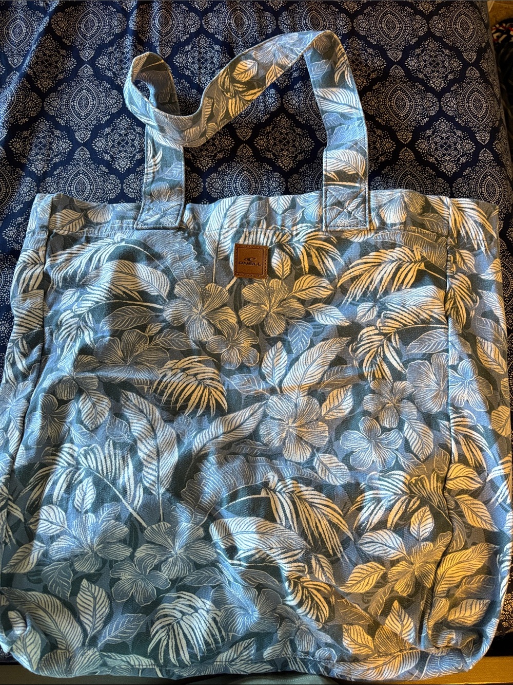 O'Neill Blue and White Floral Tote Bag